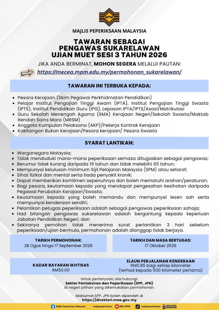 SUKARELAWAN STPM 2026